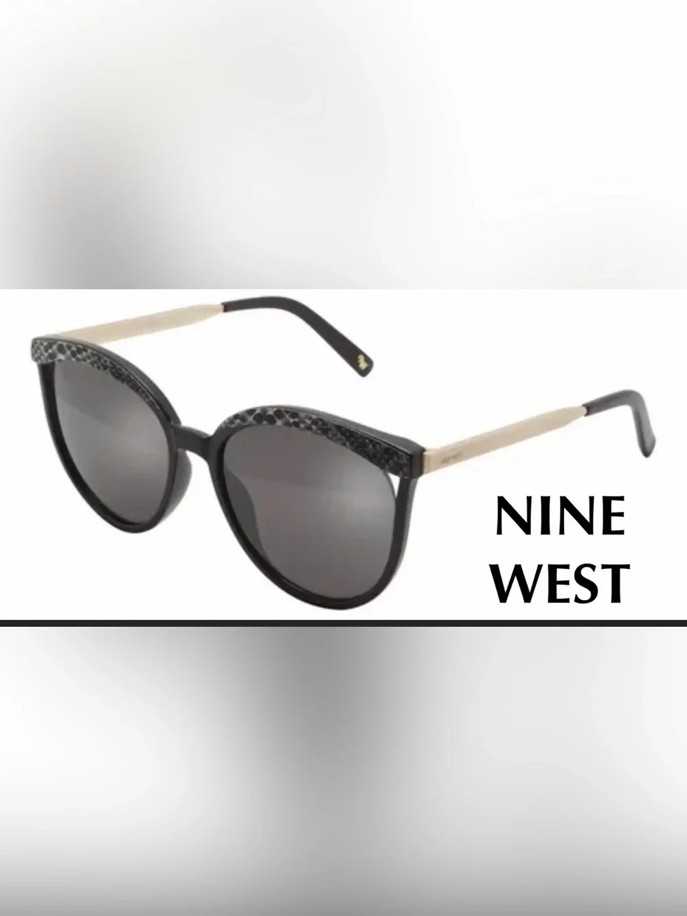 NWT Nine West Women's Snakeskin Sunglasses, Black, Item # 10259534